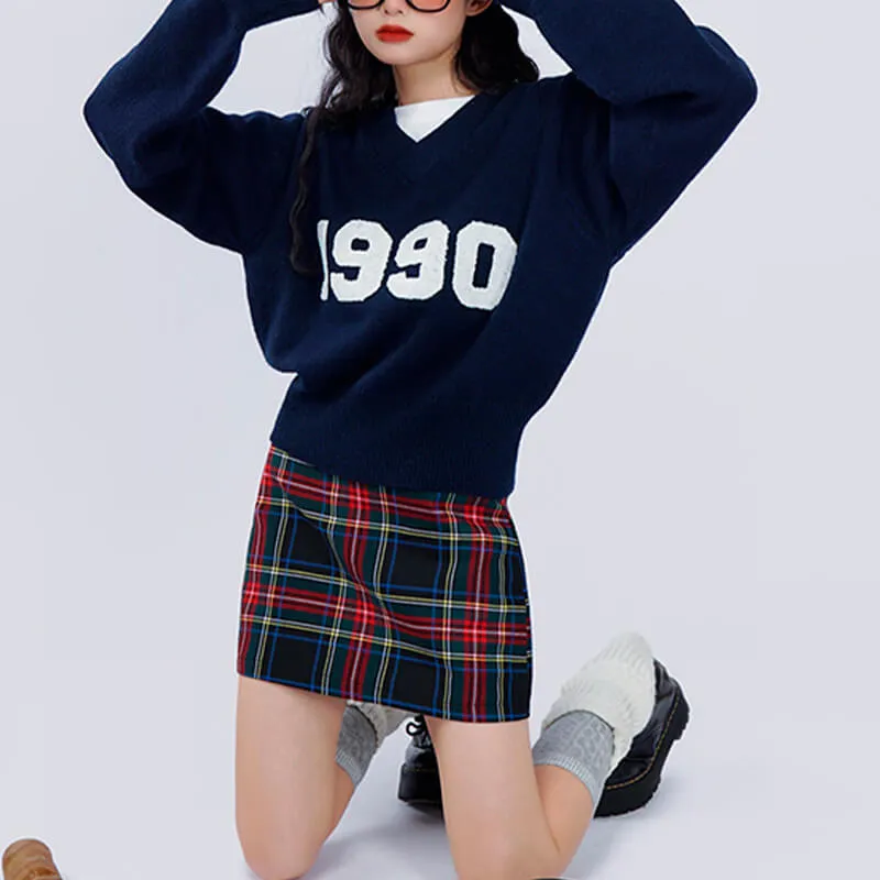 1990 Red V-Neck Sweater