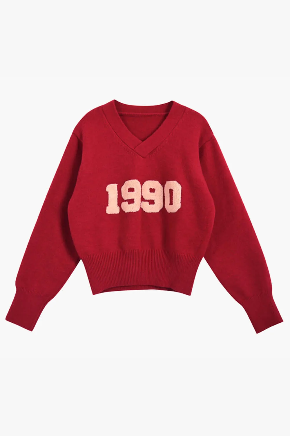 1990 Red V-Neck Sweater