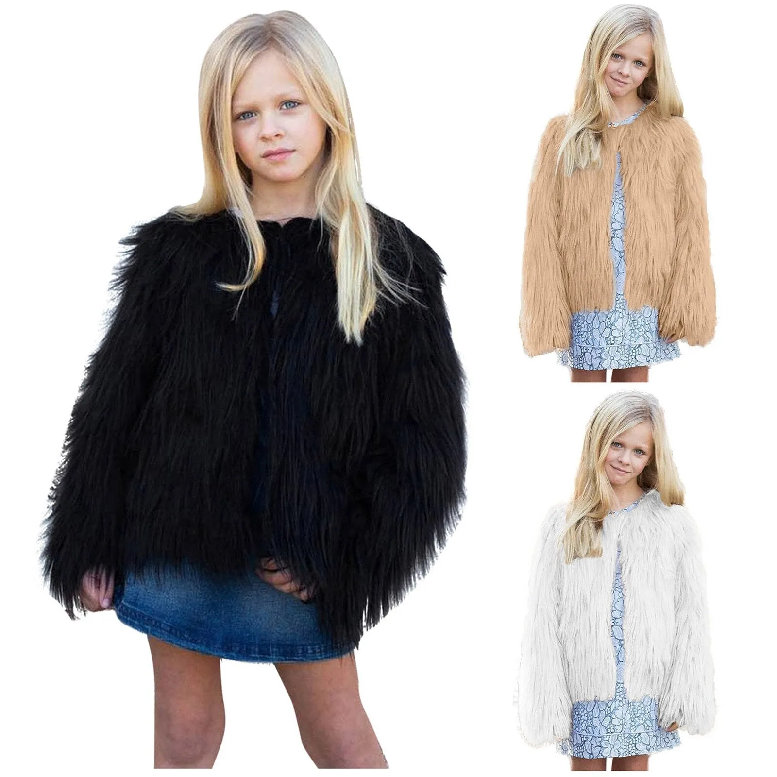 Baby/Kids Girls Fleece Fur Long Sleeve Warm Coat
