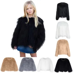 Baby/Kids Girls Fleece Fur Long Sleeve Warm Coat
