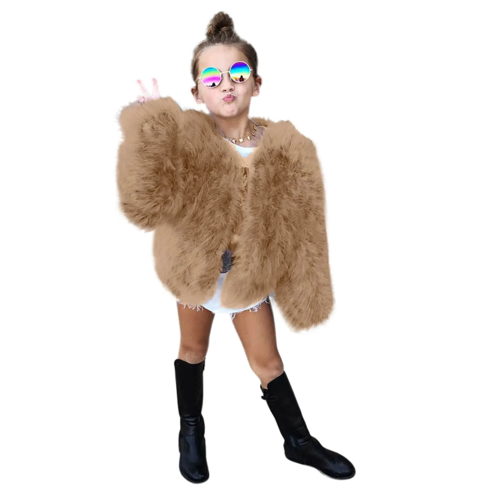 Baby/Kids Girls Fleece Fur Long Sleeve Warm Coat