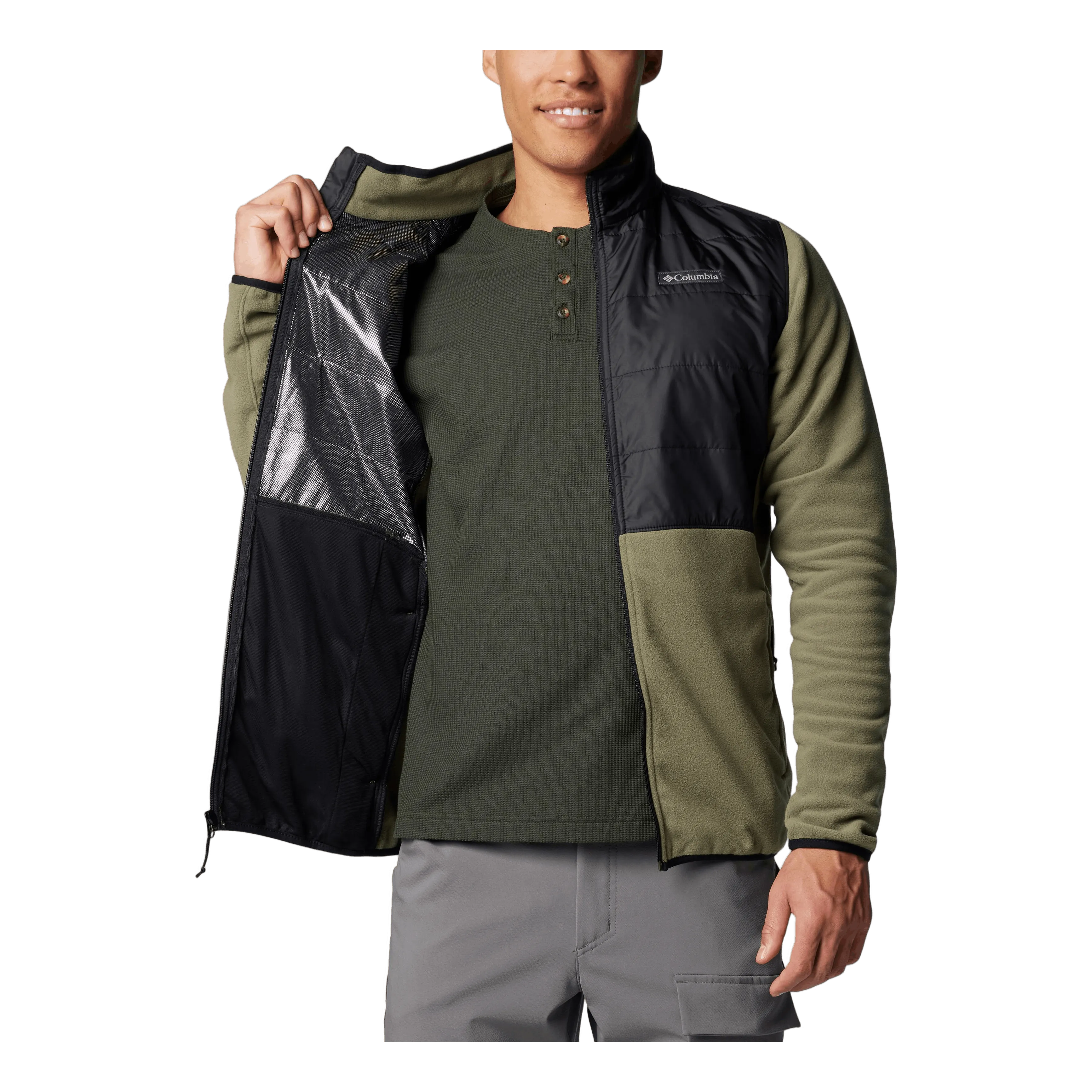 Basin Butte Full Zip Fleece I Stone Green, Black
