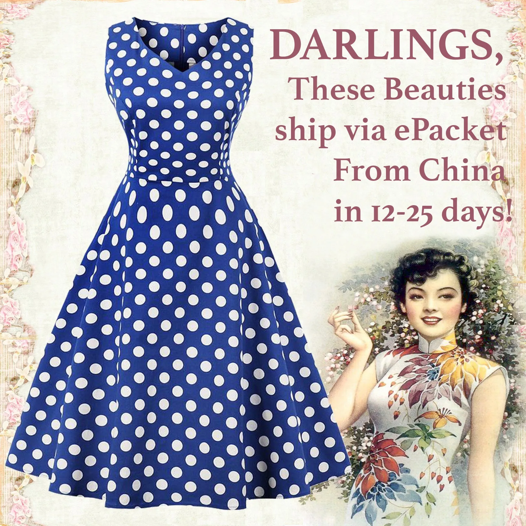 Blue Polka Dot Fit and Flare Swing Dress