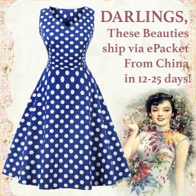 Blue Polka Dot Fit and Flare Swing Dress