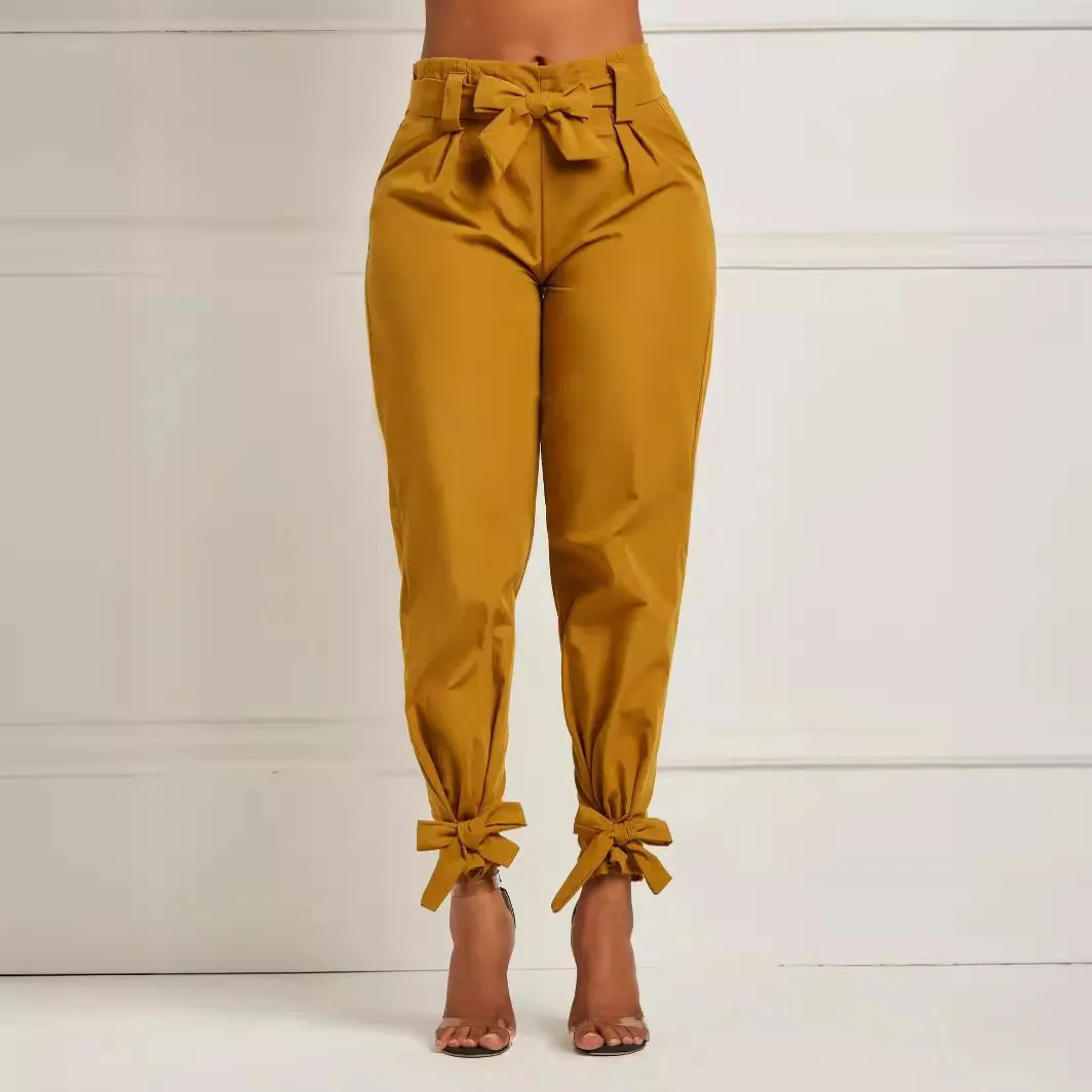 Bowknot Plain Women's Pencil Pants