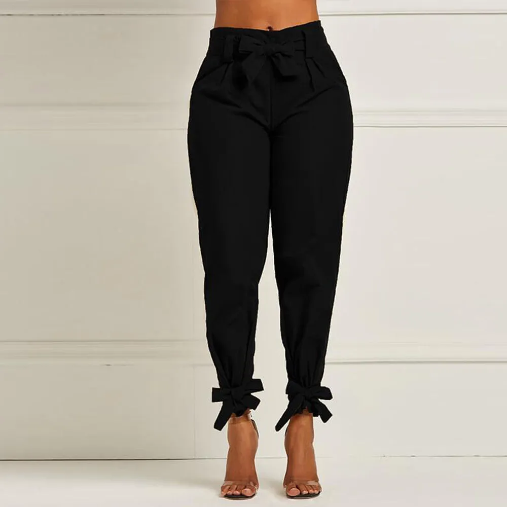 Bowknot Plain Women's Pencil Pants