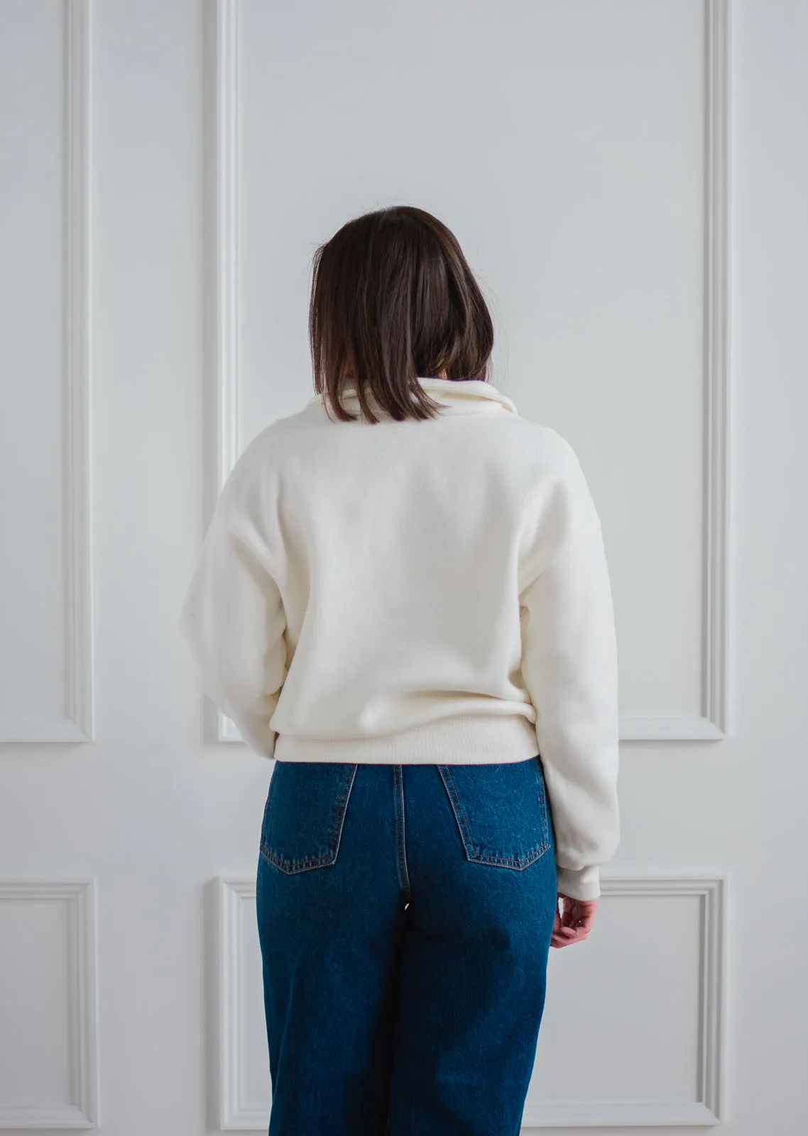 Cozy Half-Zip Sweatshirt - Cream