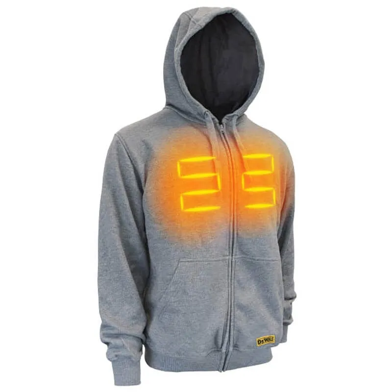 DEWALT Heated French Terry Cotton Hoodie Heather Gray Without Battery