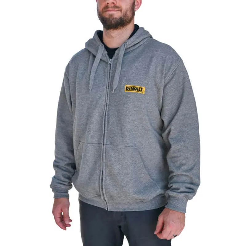 DEWALT Heated French Terry Cotton Hoodie Heather Gray Without Battery