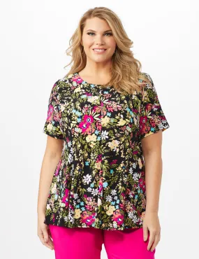 Ditsy Fit and Flare Knit Top