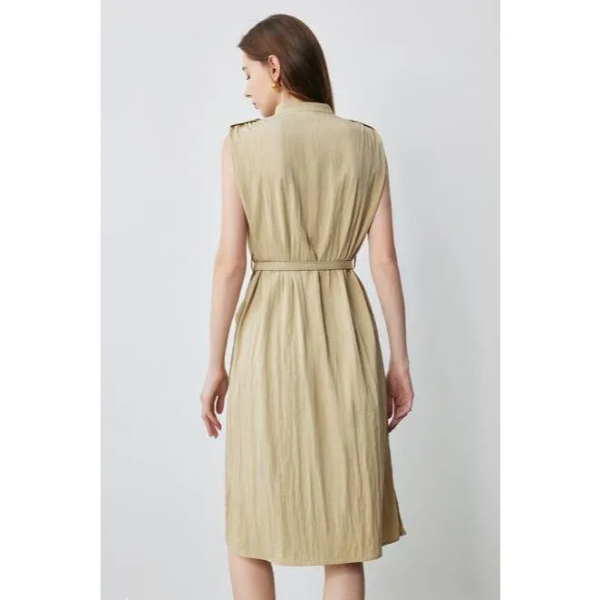 Elegant Summer V-Neck Midi Shirt Dress with Pockets