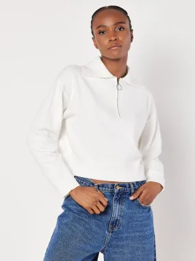 Faith Zip Collar Cropped Sweater