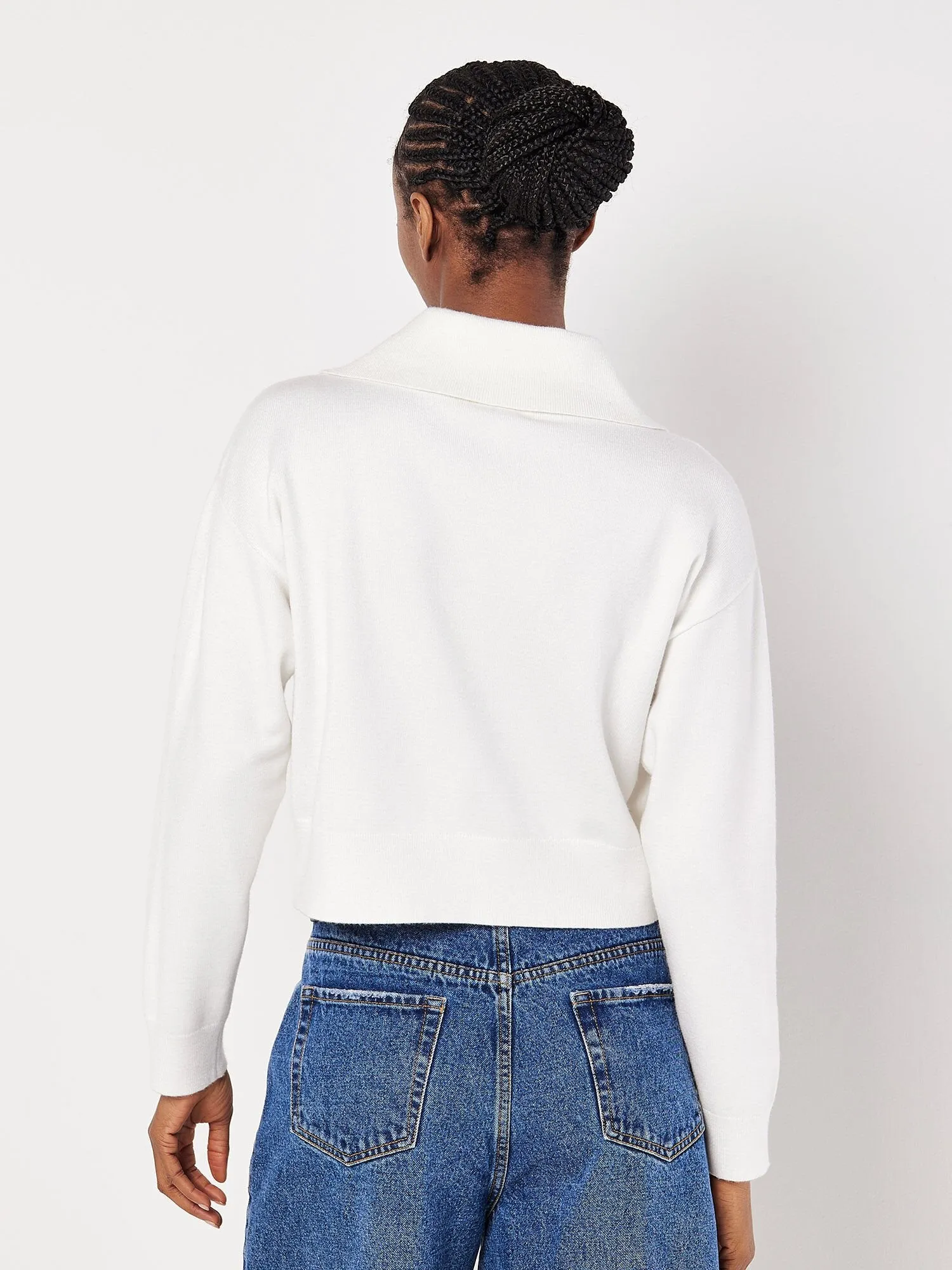 Faith Zip Collar Cropped Sweater