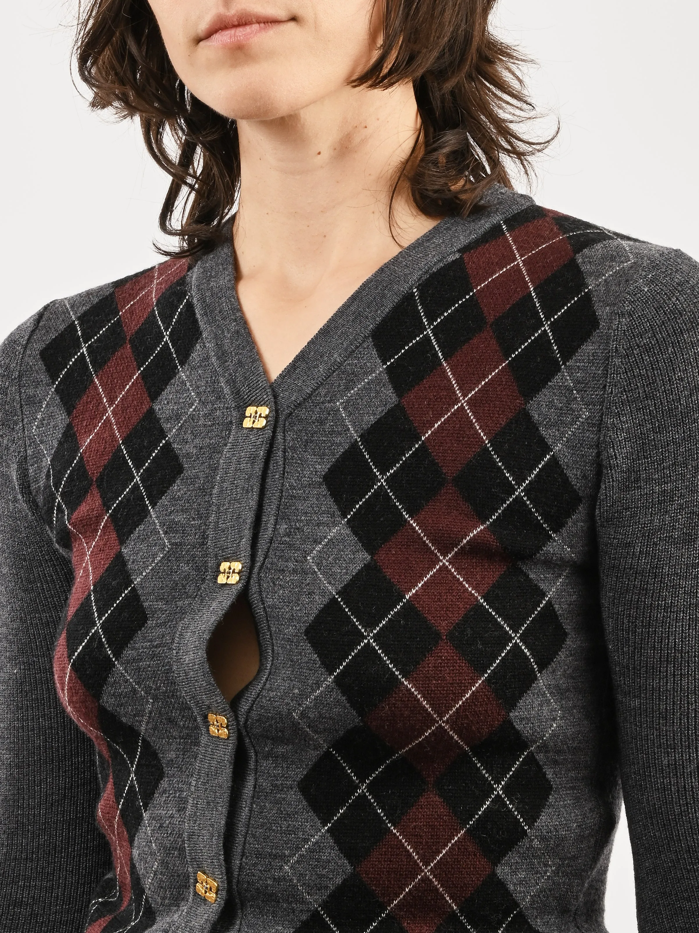 Frost Grey Fine Merino Jacquard Cardigan