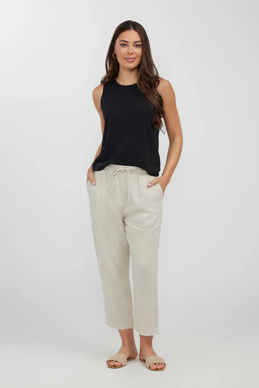 Humidity - Lido 3/4 Linen Pant, Natural