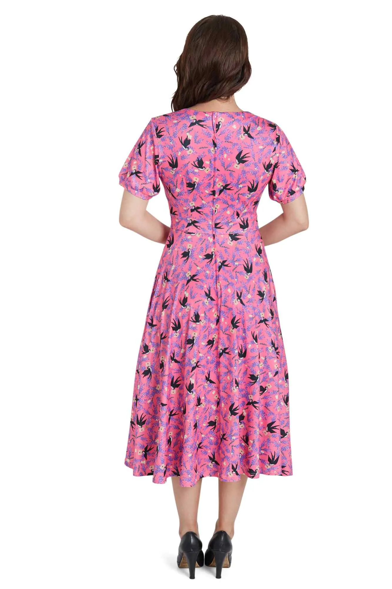 Julia Pink Swallow Sleeved Dress