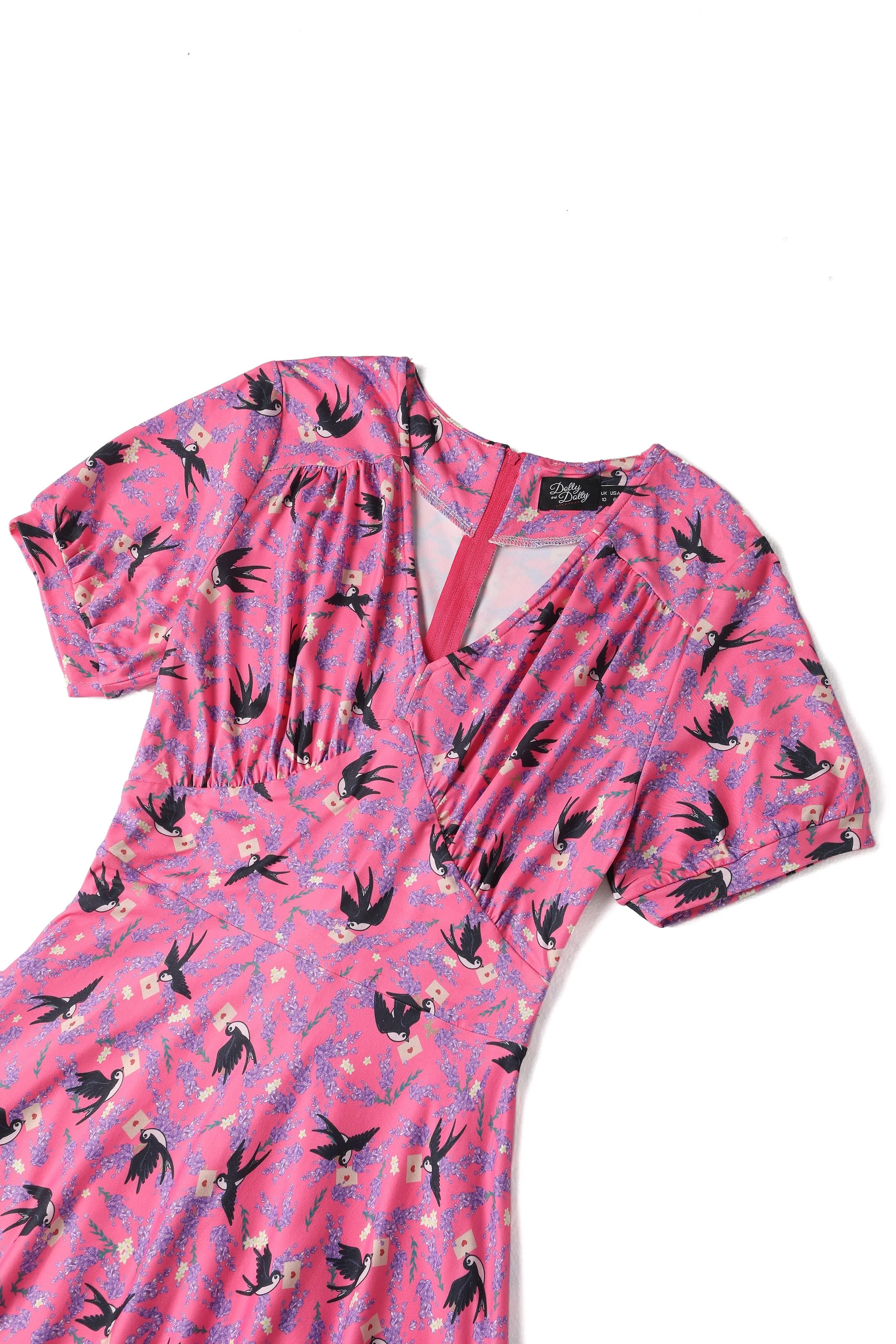 Julia Pink Swallow Sleeved Dress