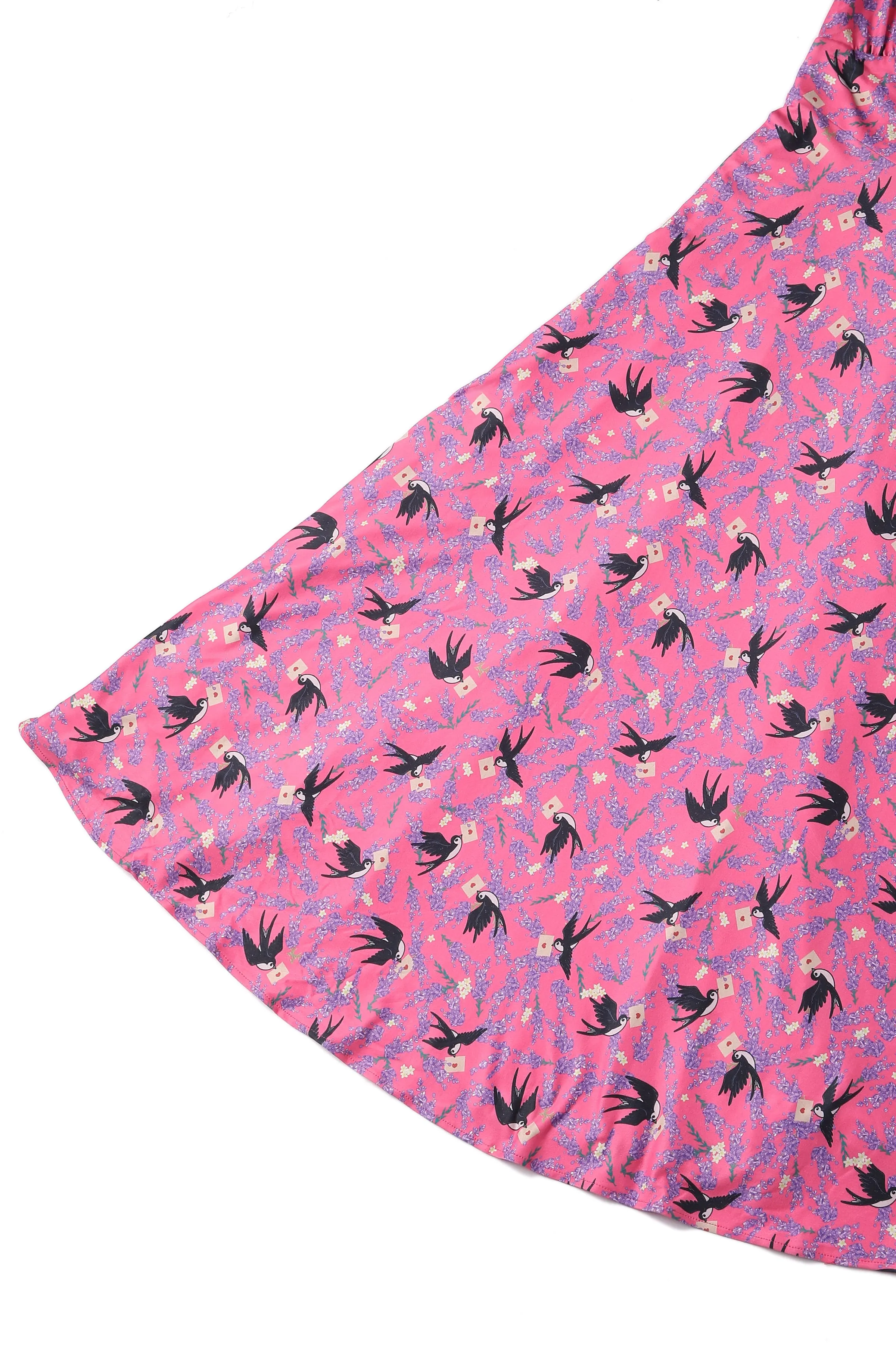 Julia Pink Swallow Sleeved Dress
