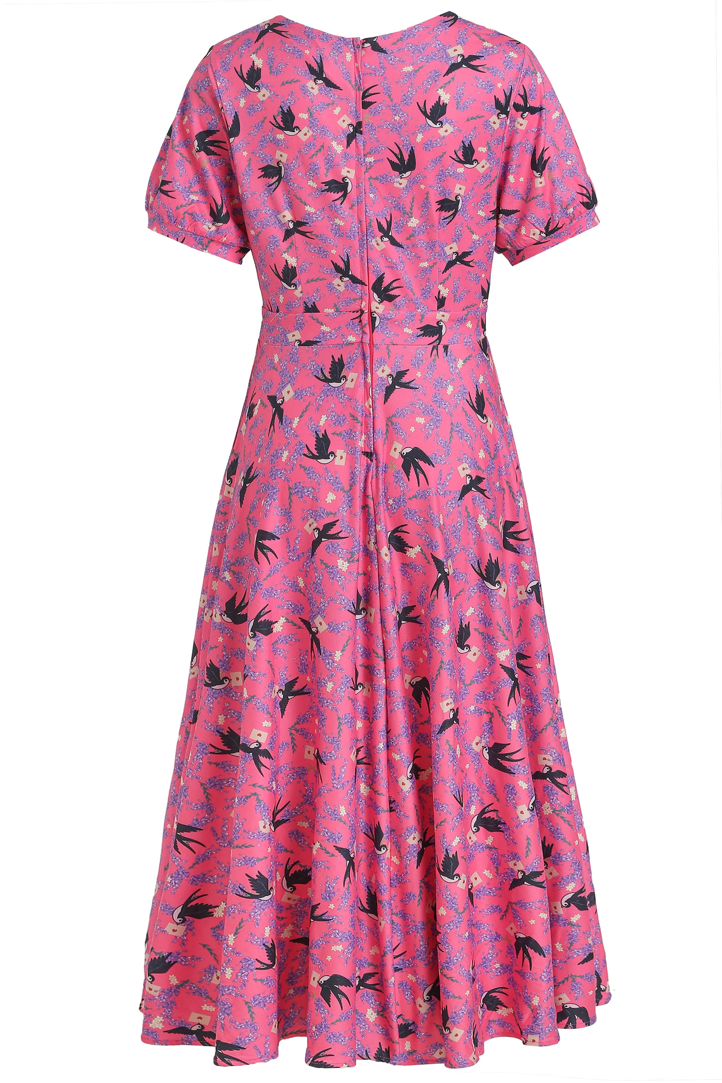 Julia Pink Swallow Sleeved Dress