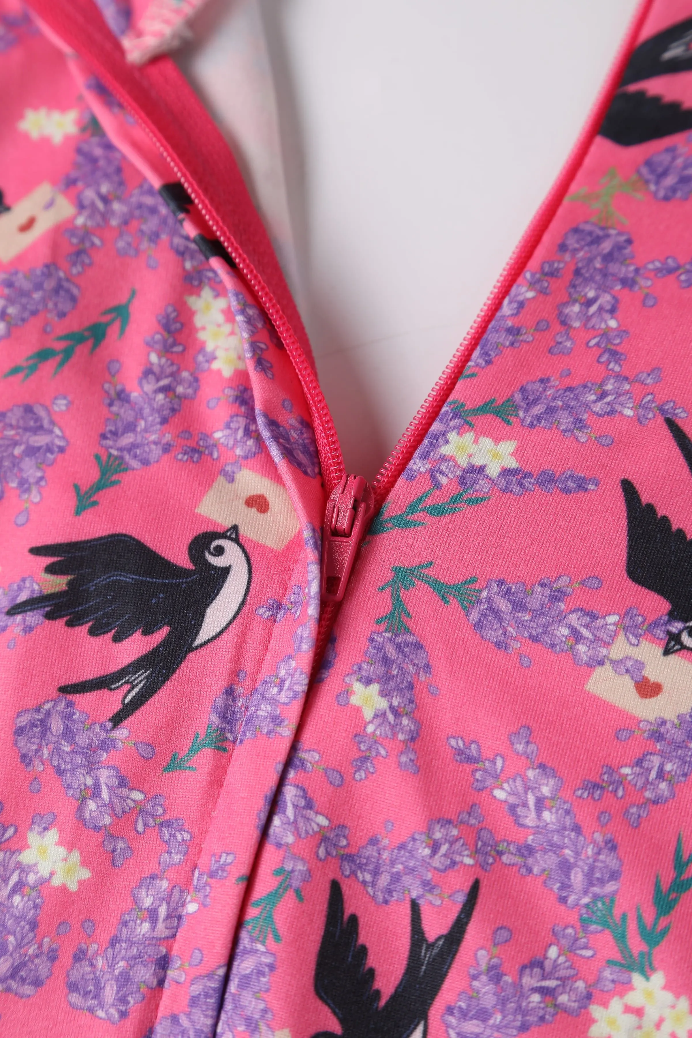 Julia Pink Swallow Sleeved Dress