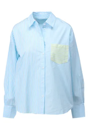 K-design - Gestreepte blouse met zakje (A756Blue stripe mix)