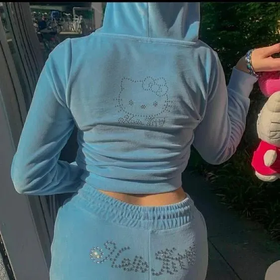 Kawaii Hello Kitty Velvet Hoodie & Sweatpants Set