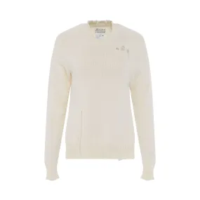 Knitted Long Sleeve Sweater in Off White