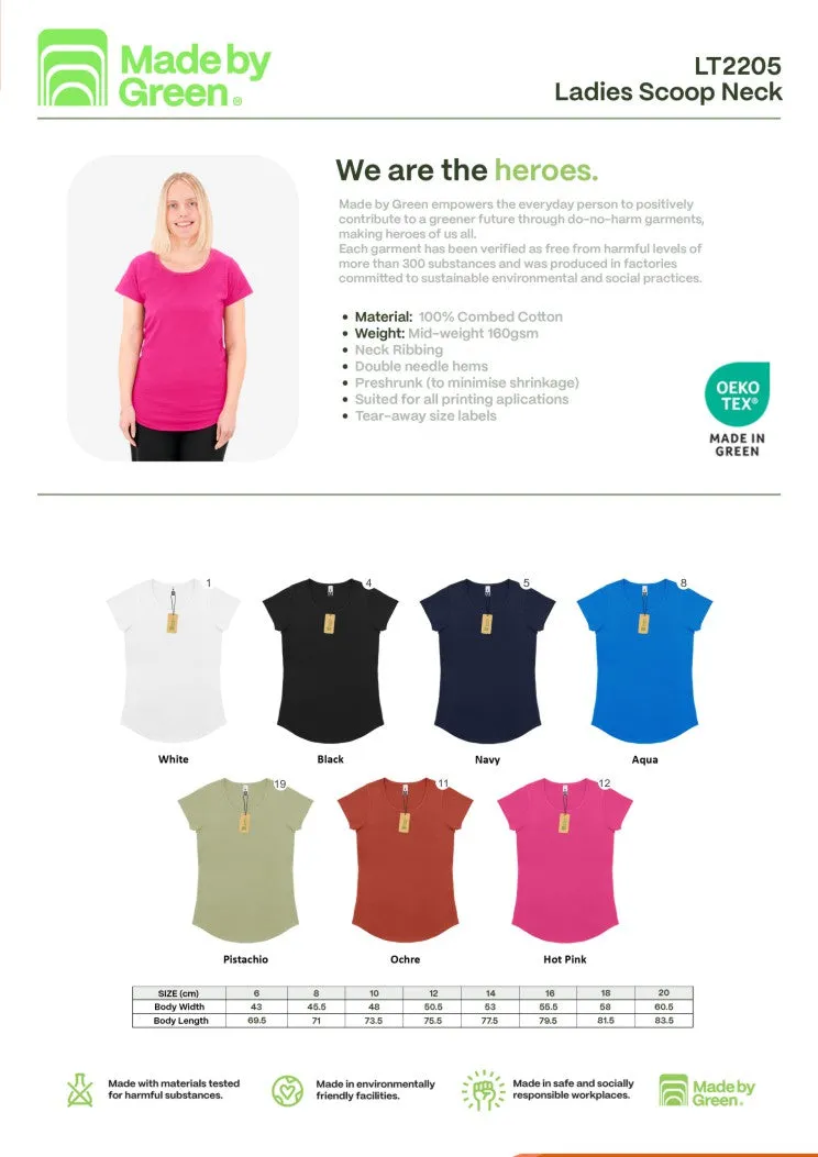 Ladies Scoop Neck T-Shirt - Guruu Gali Waraba (Deep Water Turtle)