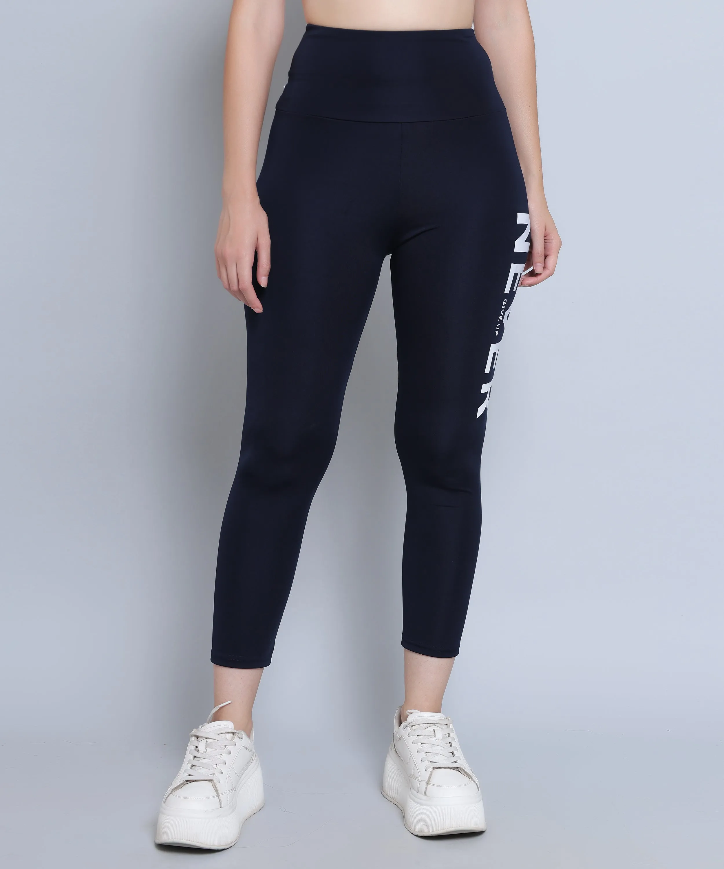 Megaska Dry Fit Color Block Athletics Workout Yoga track Pants for Women_NavyWhite
