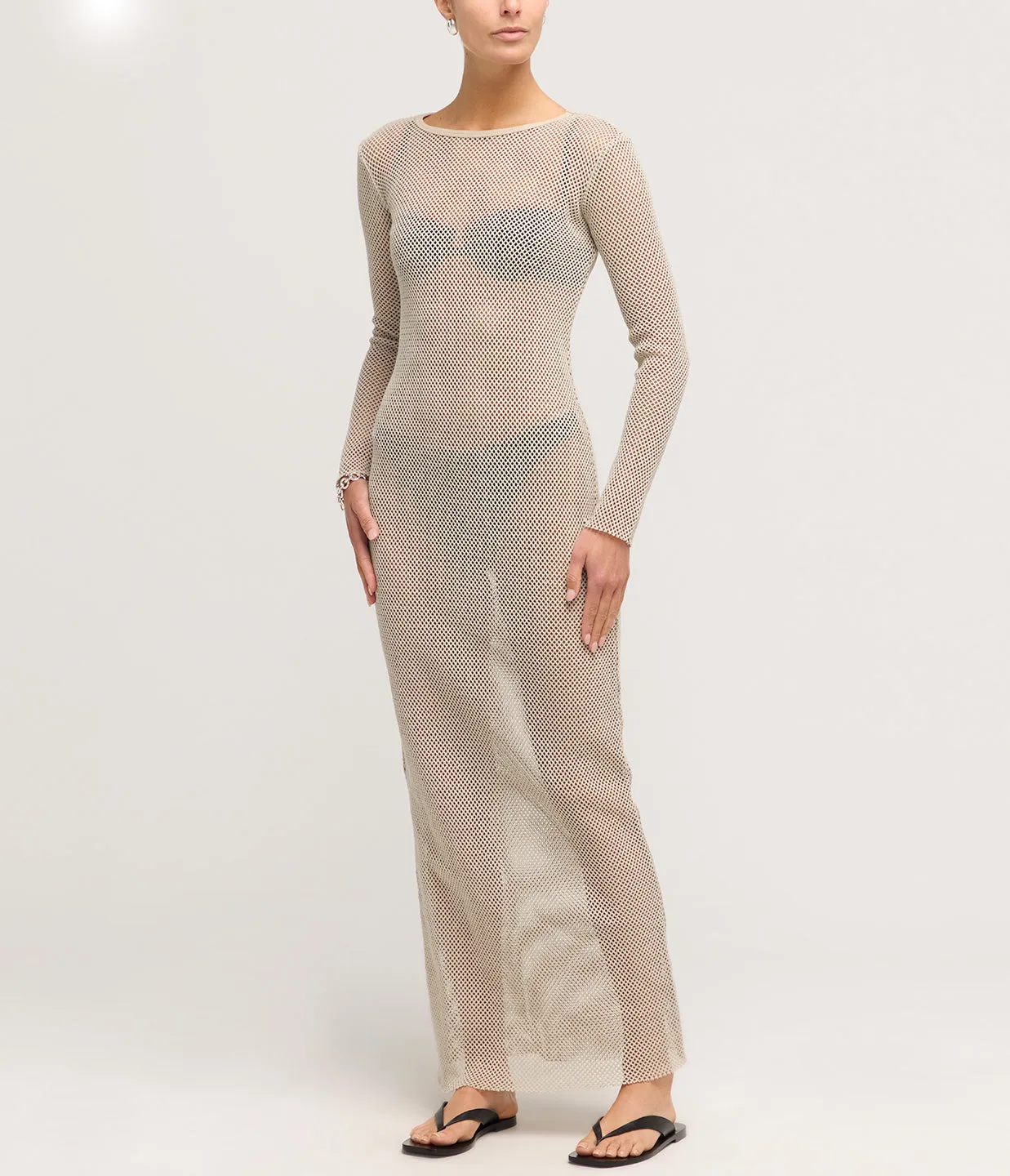 Mesh Long Sleeve Dress in Aloe