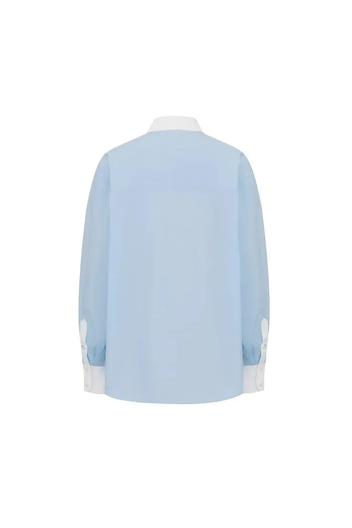 Nyota Contrast Color Shirt in Cotton Poplin