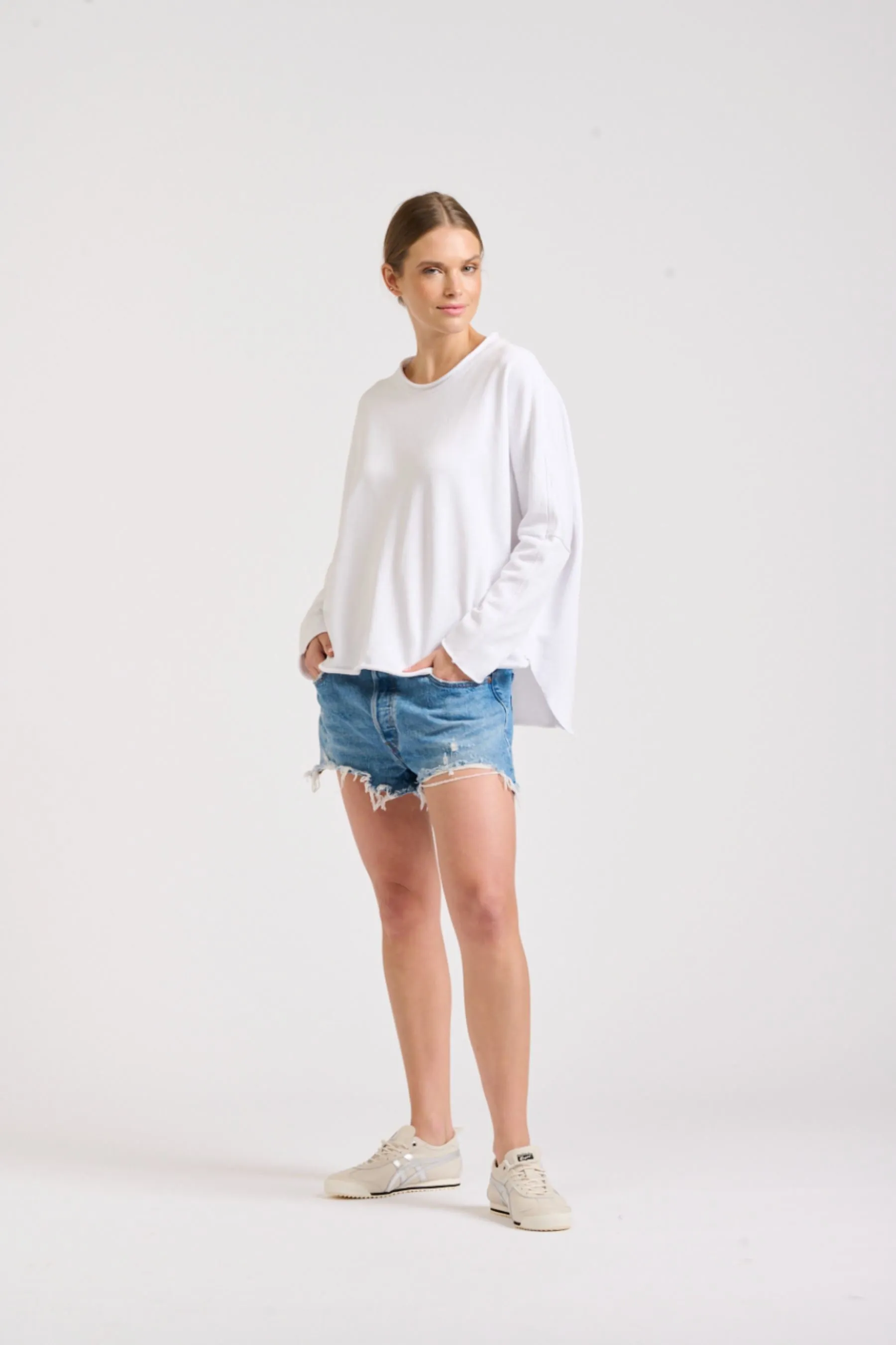 Raw Long Sleeve Sweatshirt | White