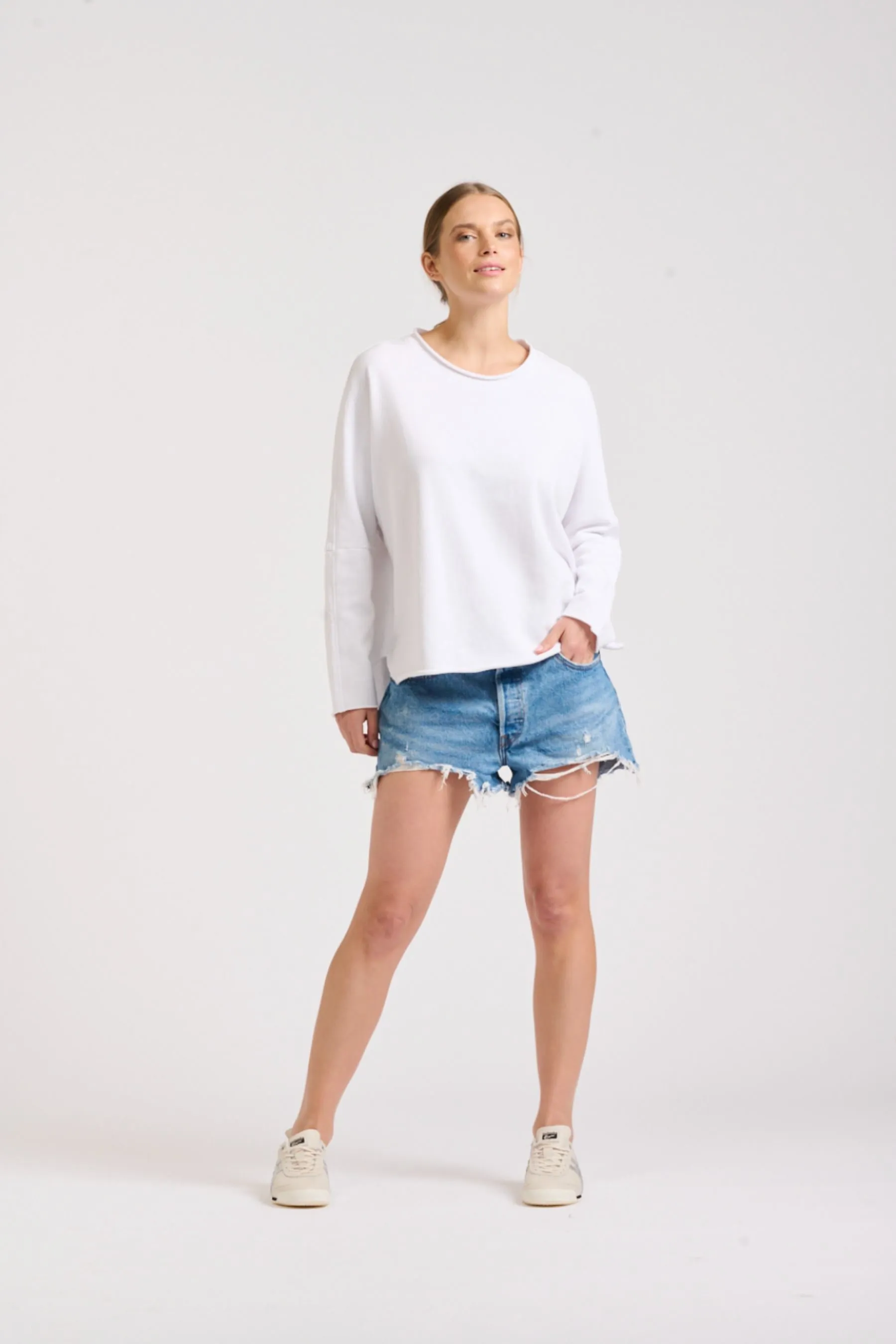 Raw Long Sleeve Sweatshirt | White