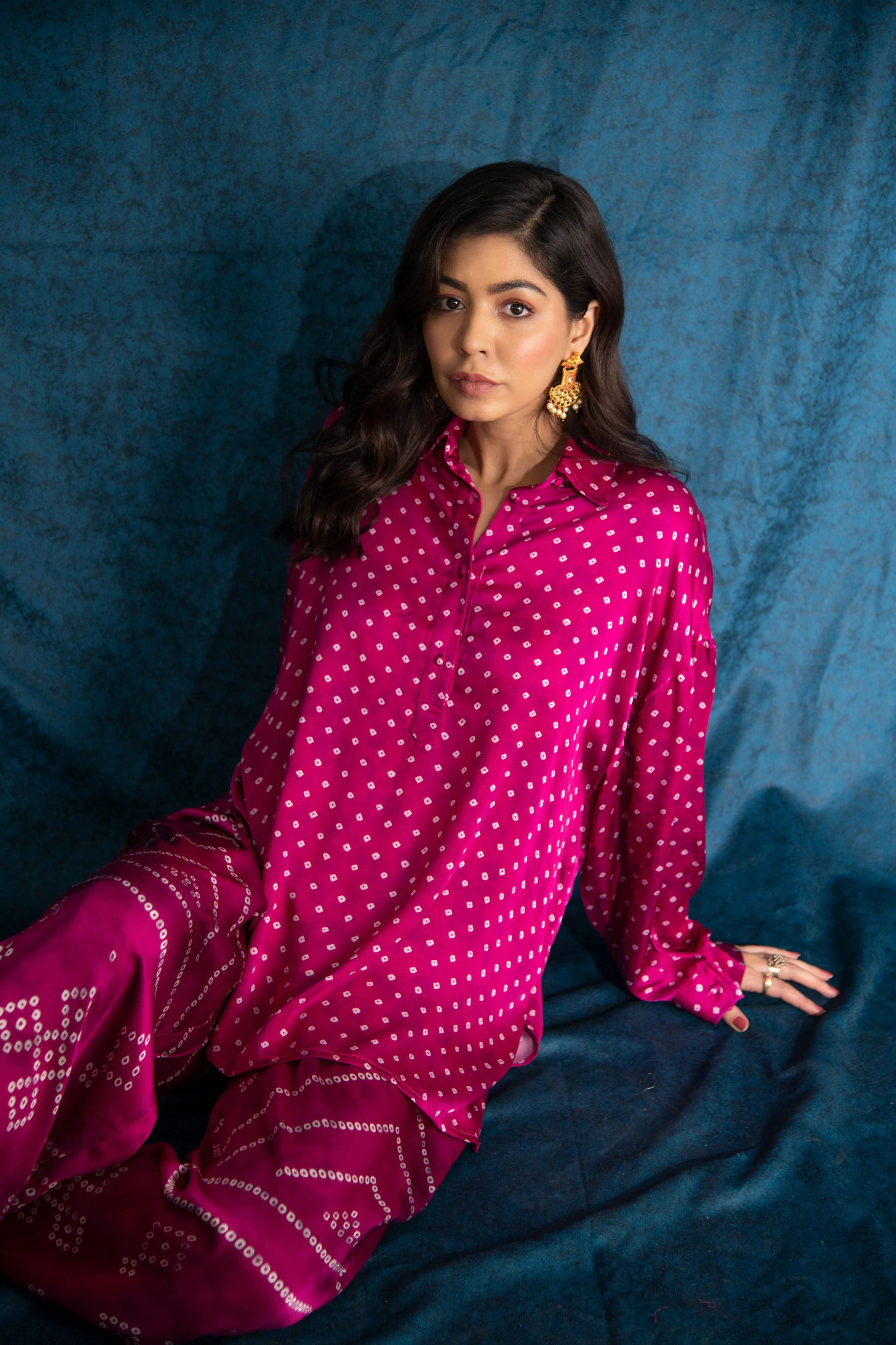 Rooh Panel Pant in Ruby