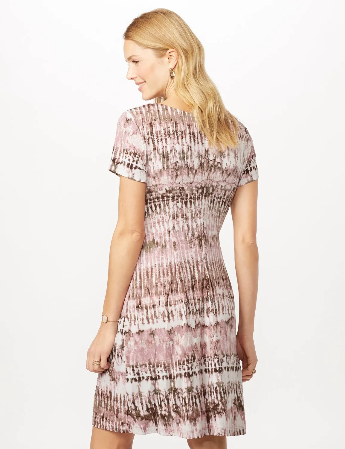Short Sleeve Tie Dye Fit and Flare Dress