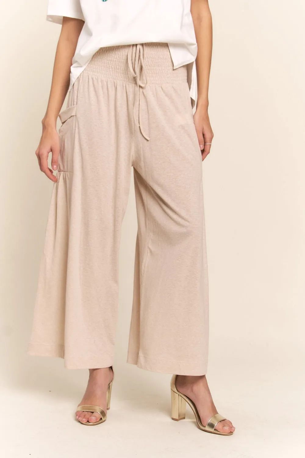 Smocked Waist Boho Wide Leg Pants