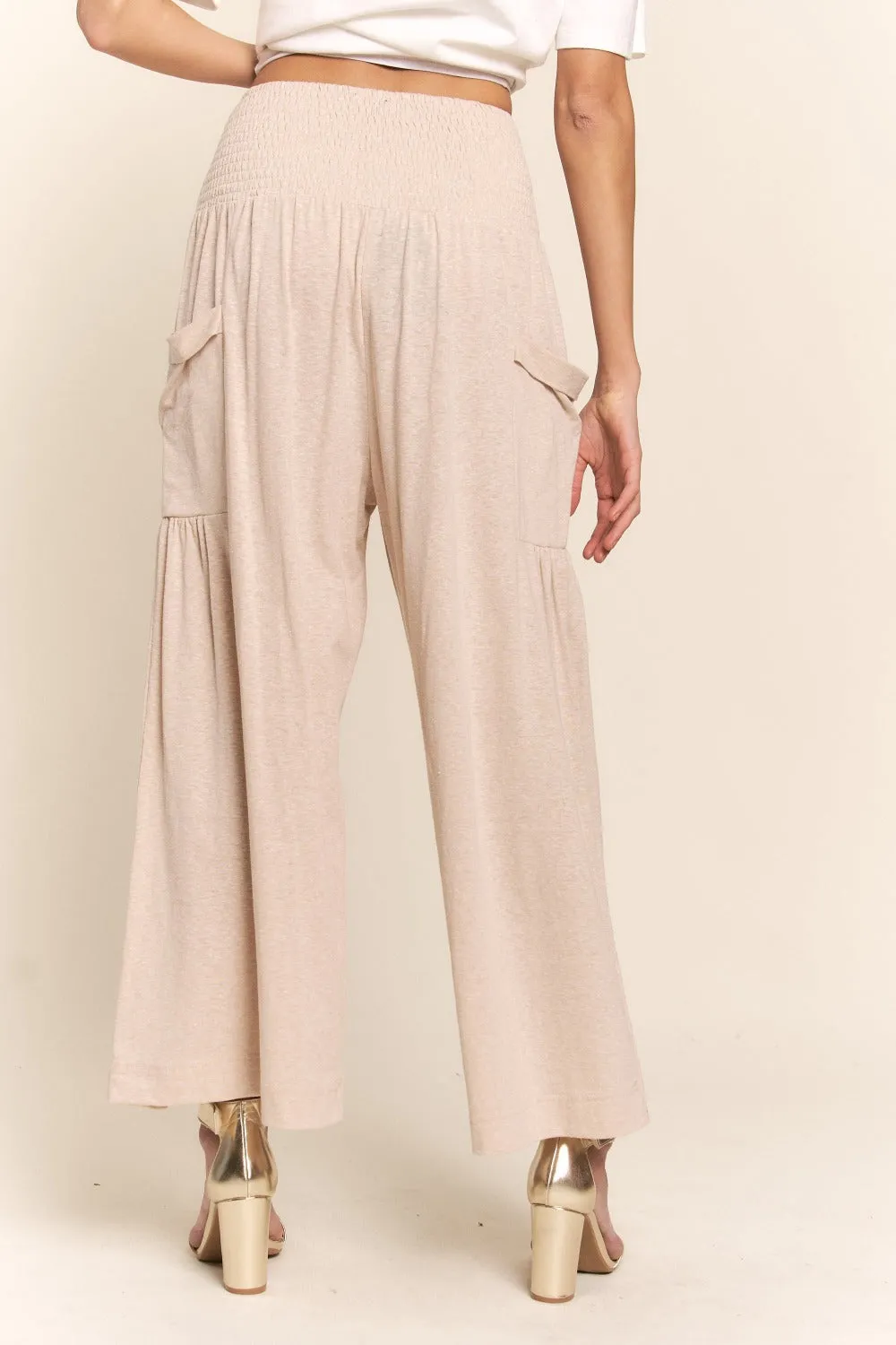 Smocked Waist Boho Wide Leg Pants