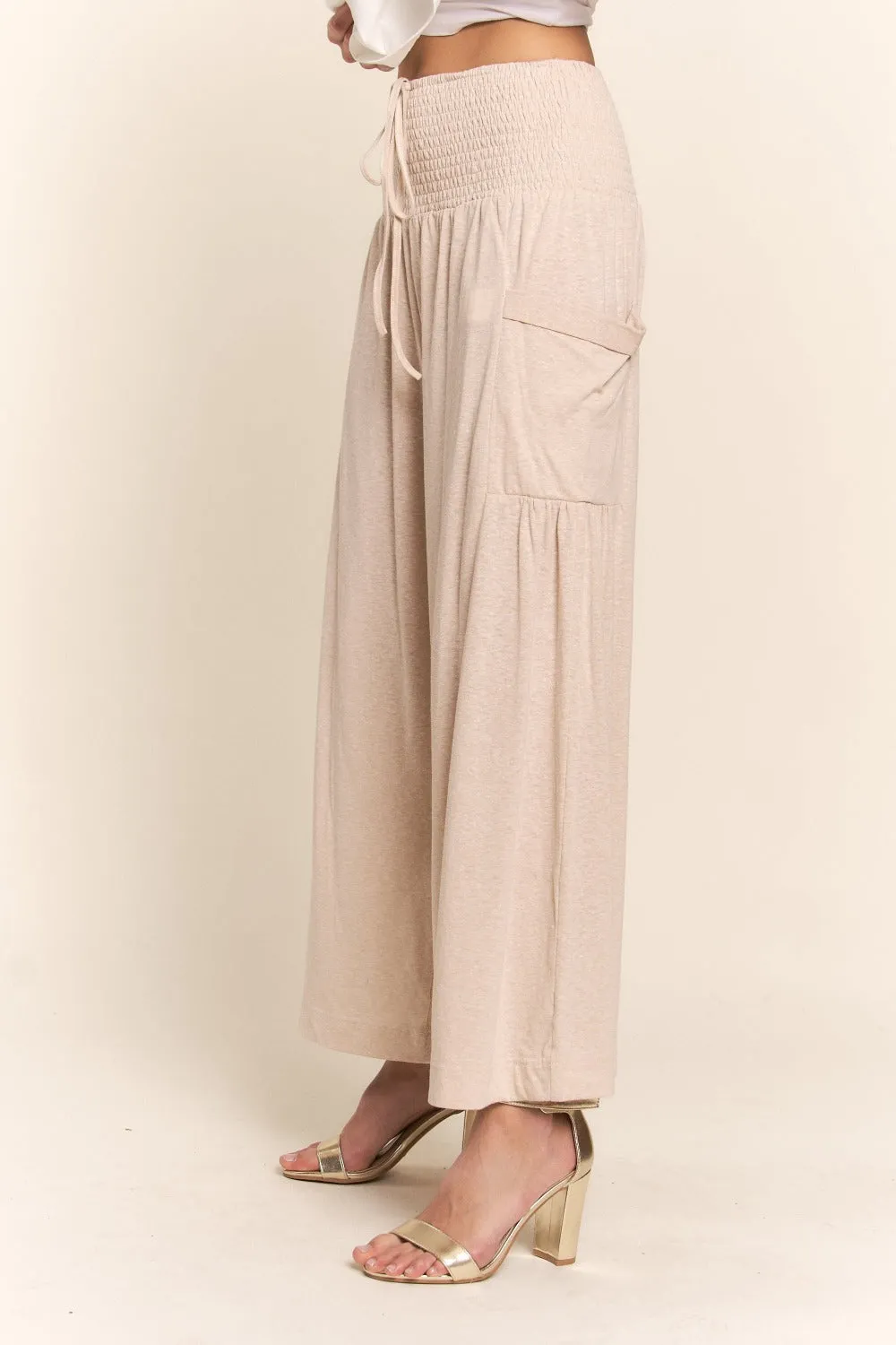 Smocked Waist Boho Wide Leg Pants