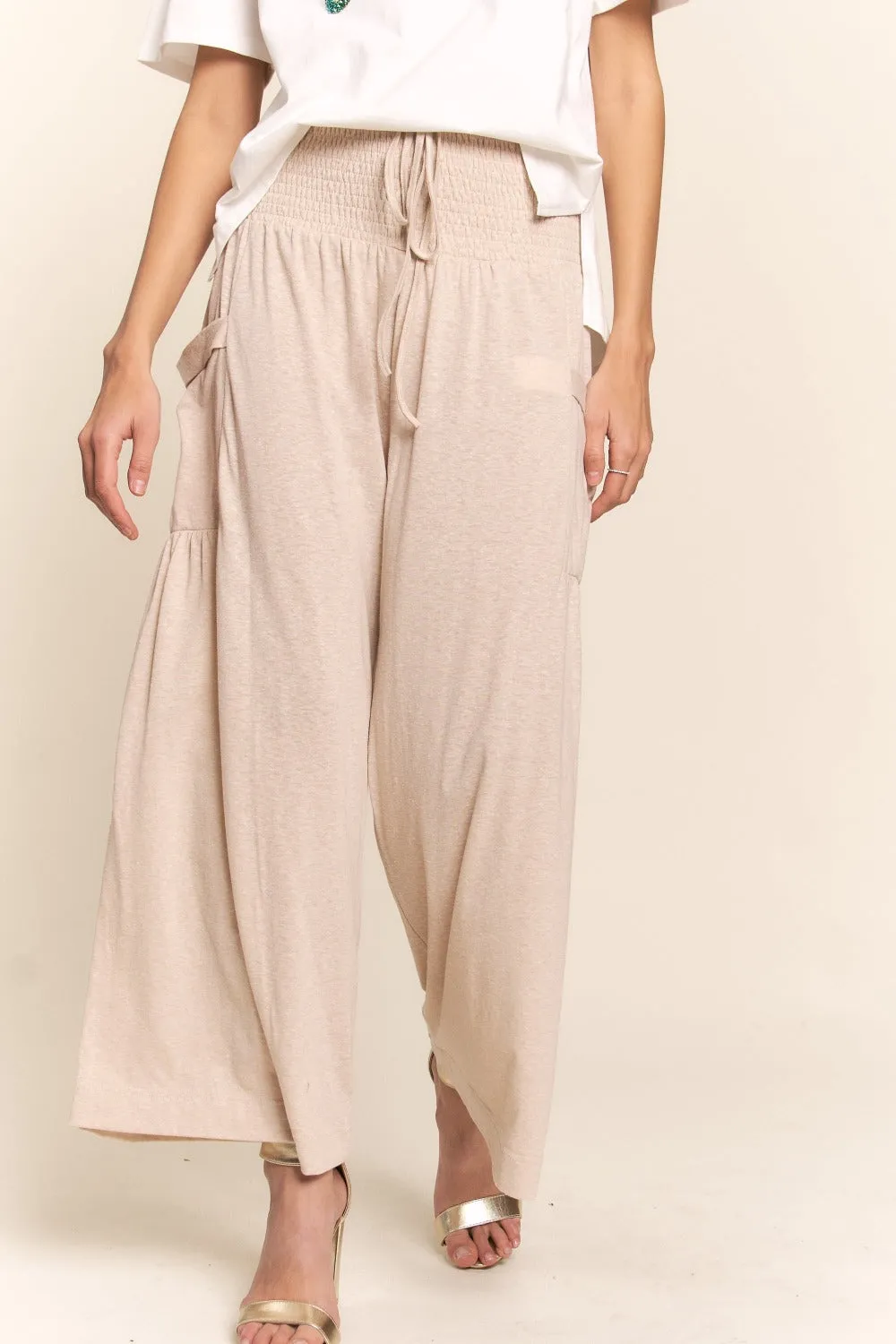 Smocked Waist Boho Wide Leg Pants
