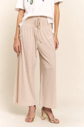 Smocked Waist Boho Wide Leg Pants