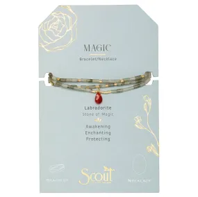 Teardrop Stone Wrap Labradorite/Fuchsia/Gold - Stone of Magic