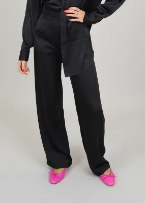 Victoria Satin Wide Leg Pant - Black
