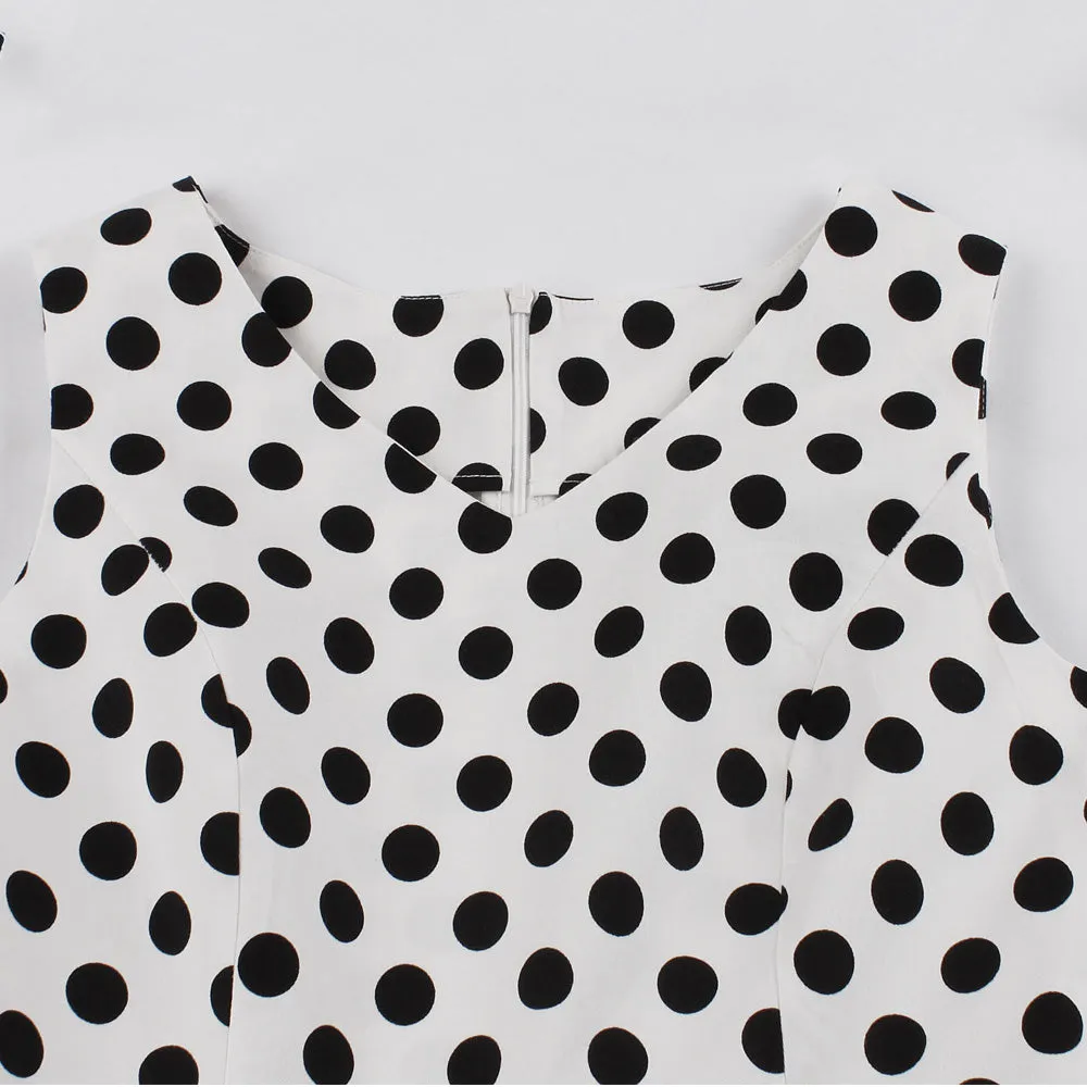 White on Black Floral Fit and Flare Swing Dress