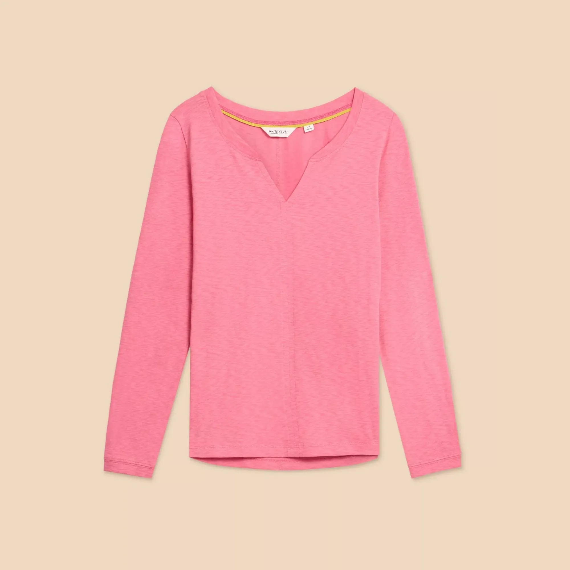 White Stuff Long Sleeve Printed Tee in Mid Pink