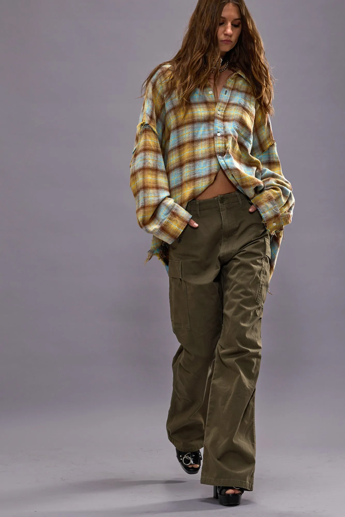 WIDE LEG CARGO - OLIVE