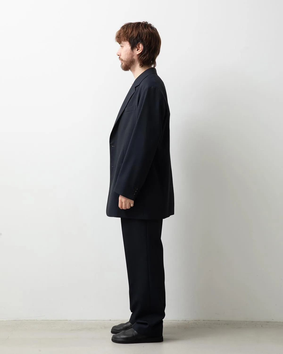 WOOL KID MOHAIR HOP SACK TWO-TUCK SLACKS