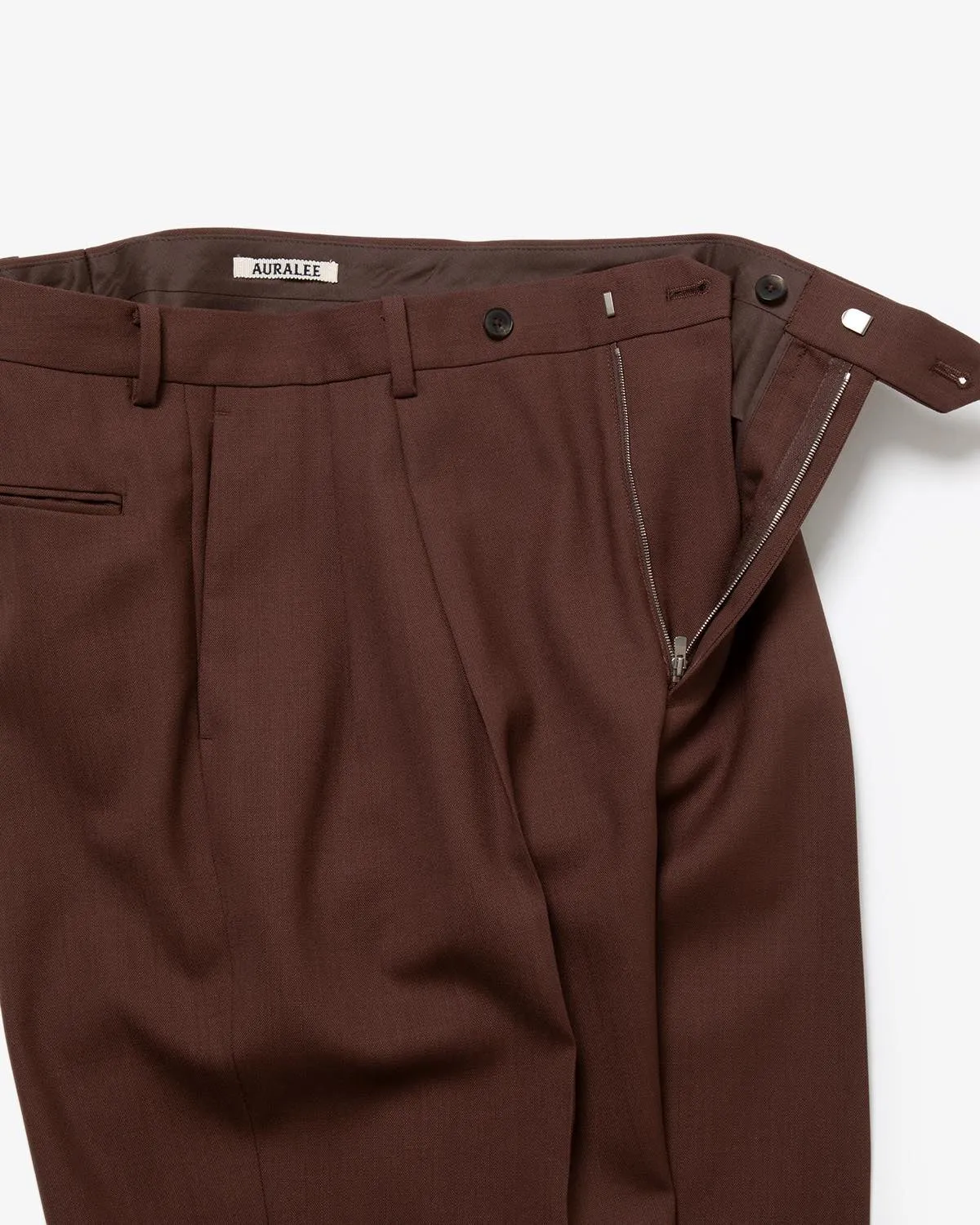 WOOL KID MOHAIR HOP SACK TWO-TUCK SLACKS