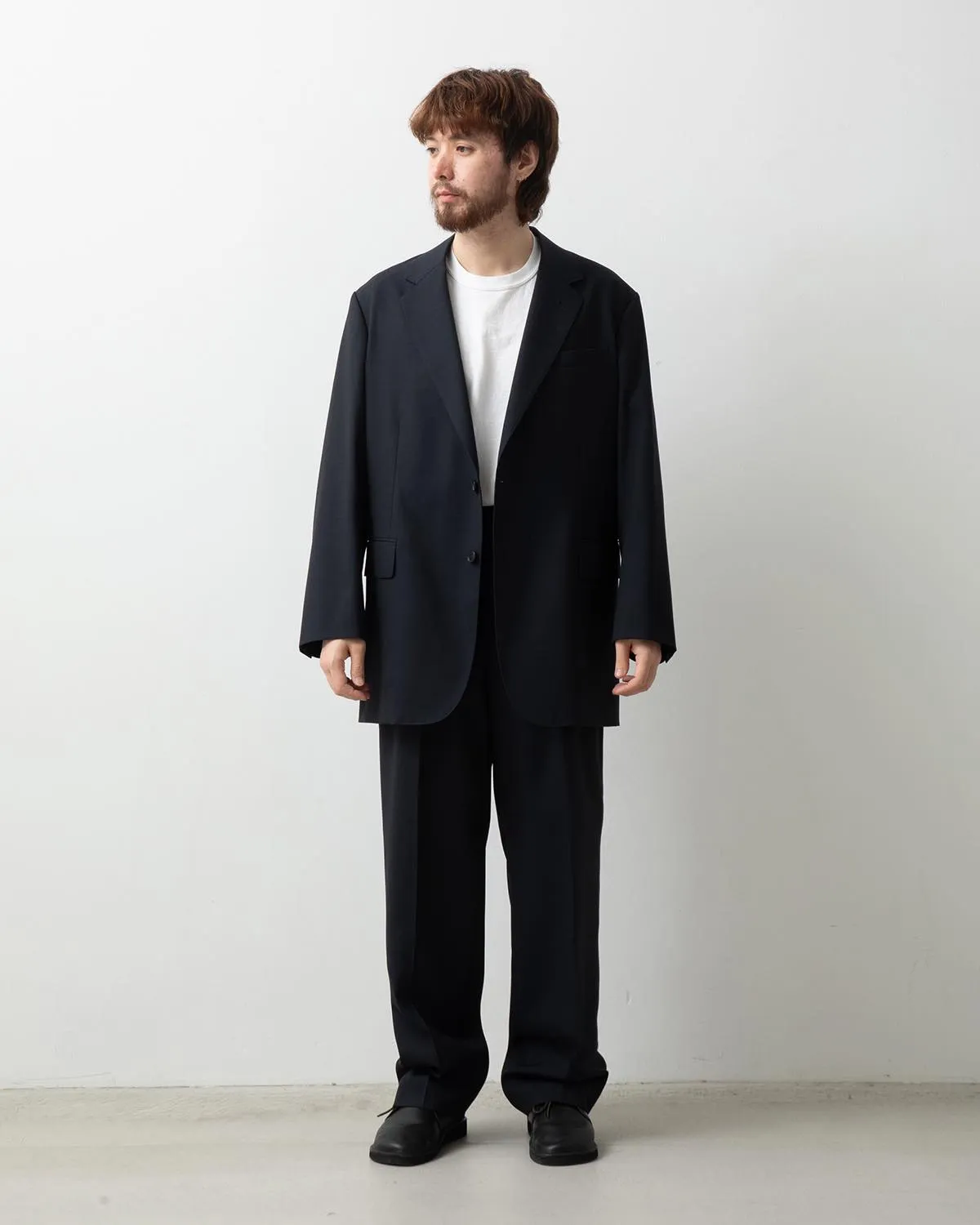 WOOL KID MOHAIR HOP SACK TWO-TUCK SLACKS